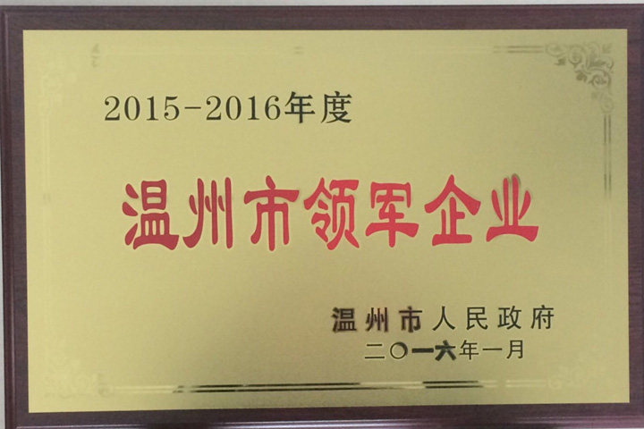 “2015—2016年度温州市领军企业”——浙江8868体育官网首页入口榜上有名